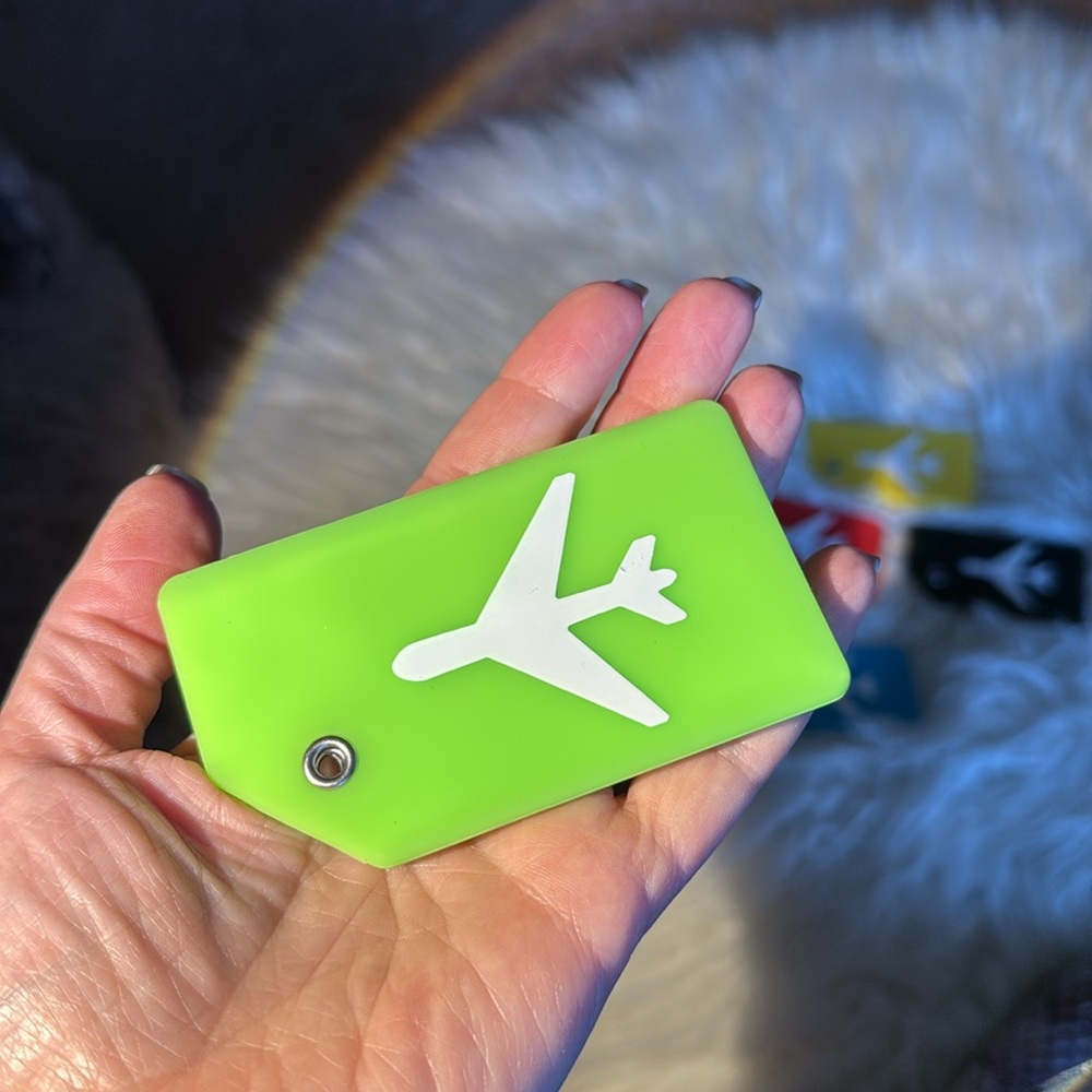 328.  Colorful Airplane Luggage Tags Set of 5 - Picture 4 of 8